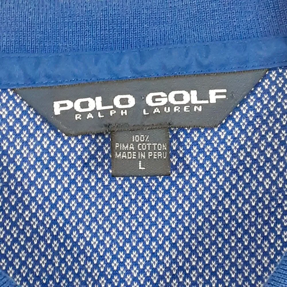 Polo Golf Ralph Lauren Adult Mens L Blue Short Sleeve Shirt 100% Pima Cotton